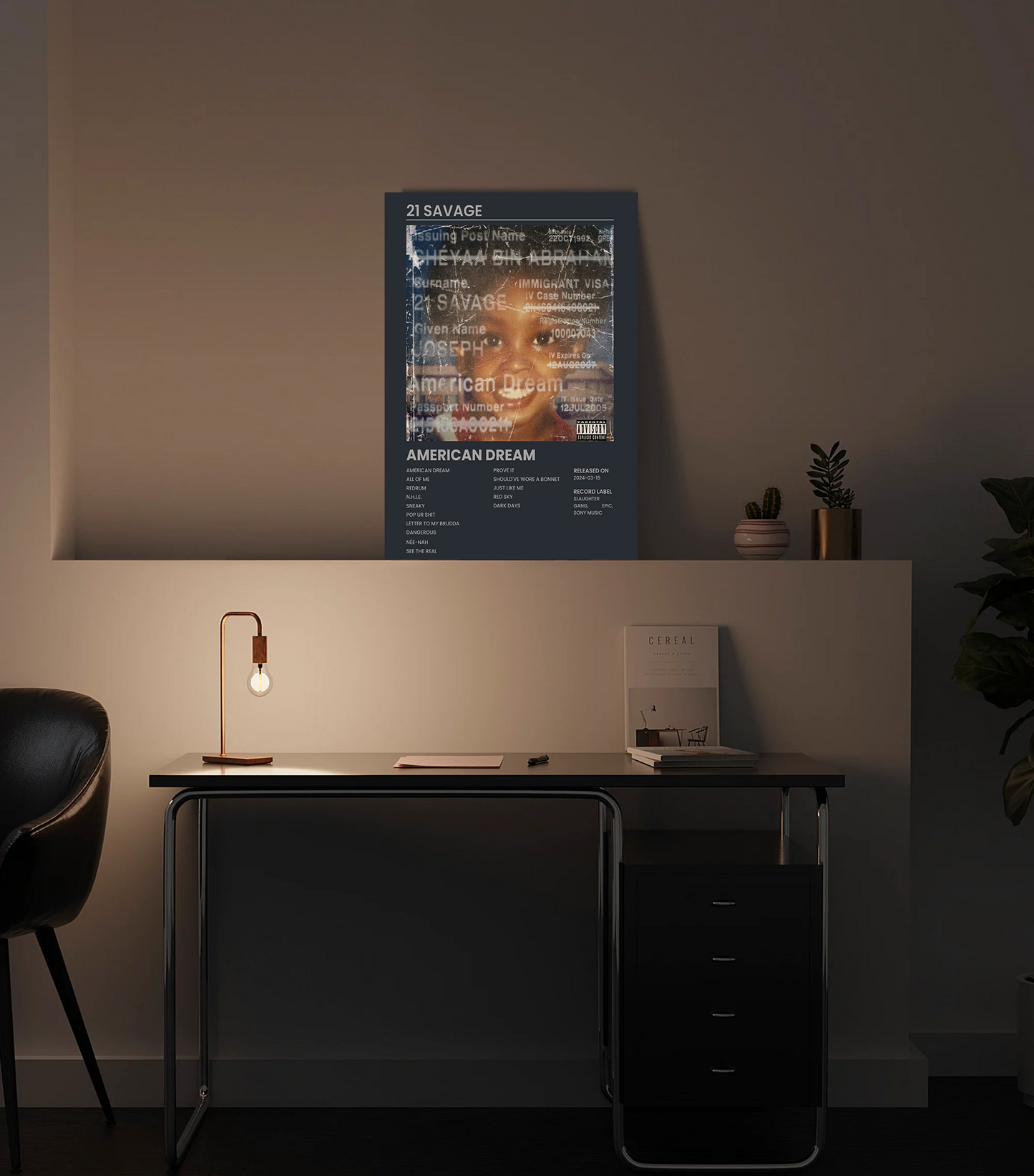 American Dream - 21 Savage Hip Hop Album Premium Photo Frame – High Quality Hip Hop Wall Art