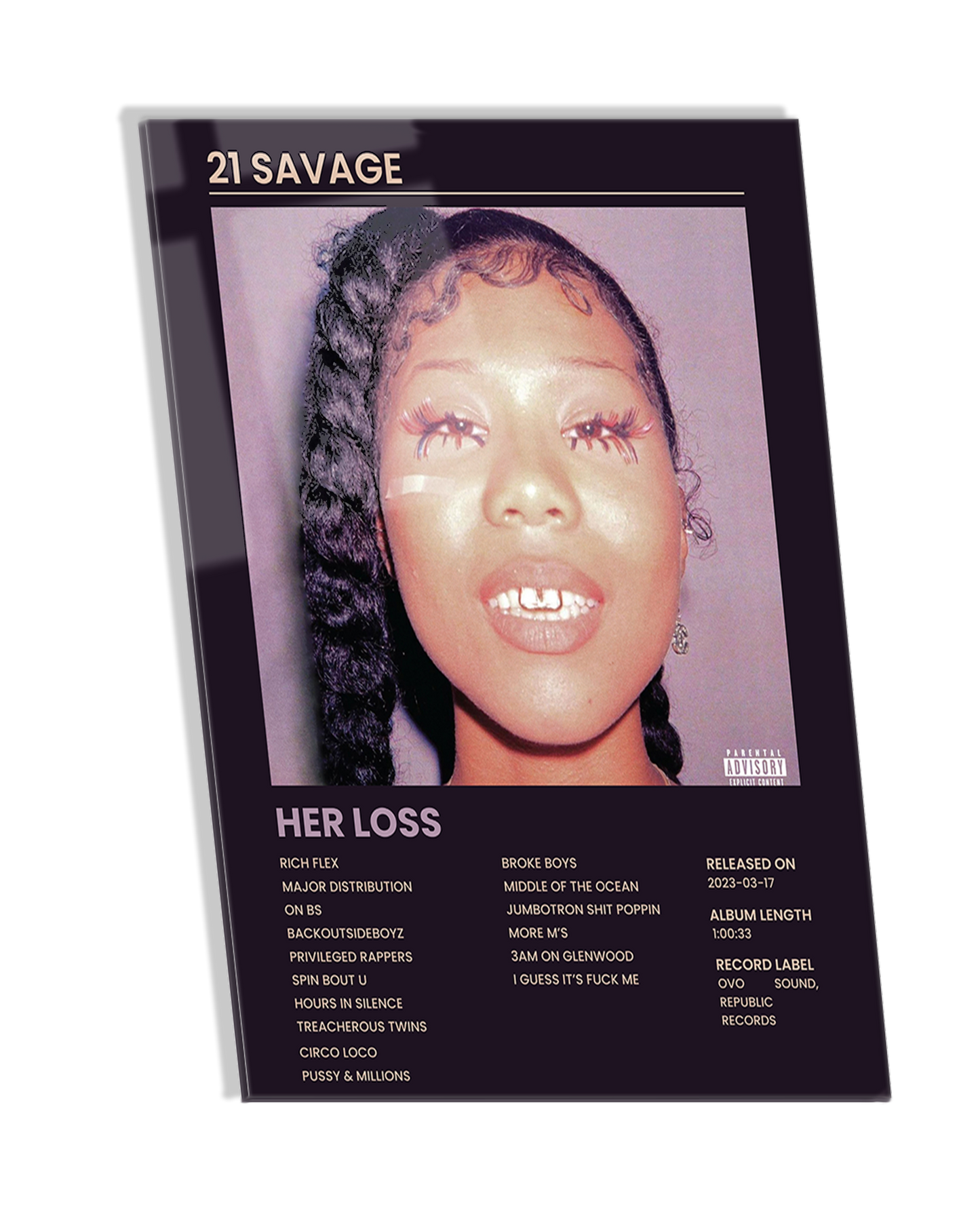 Her Loss - 21 Savage Hip Hop Album Premium Photo Frame – High Quality Hip Hop Wall Art