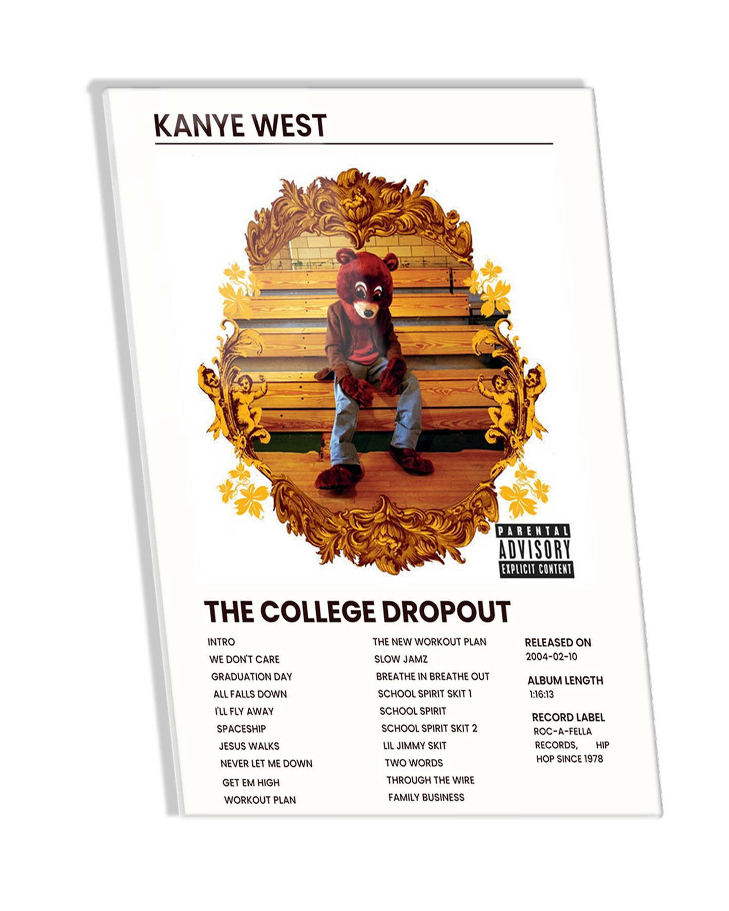 THE COLLEGE DROPOUT - Kanye West Hip Hop Album Premium Photo Frame – High Quality Hip Hop Wall Art
